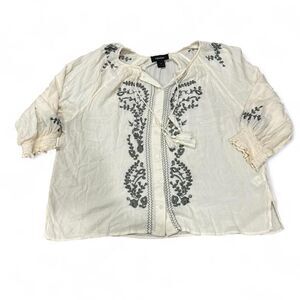 Karen Kane Cream Embroidered Blouse